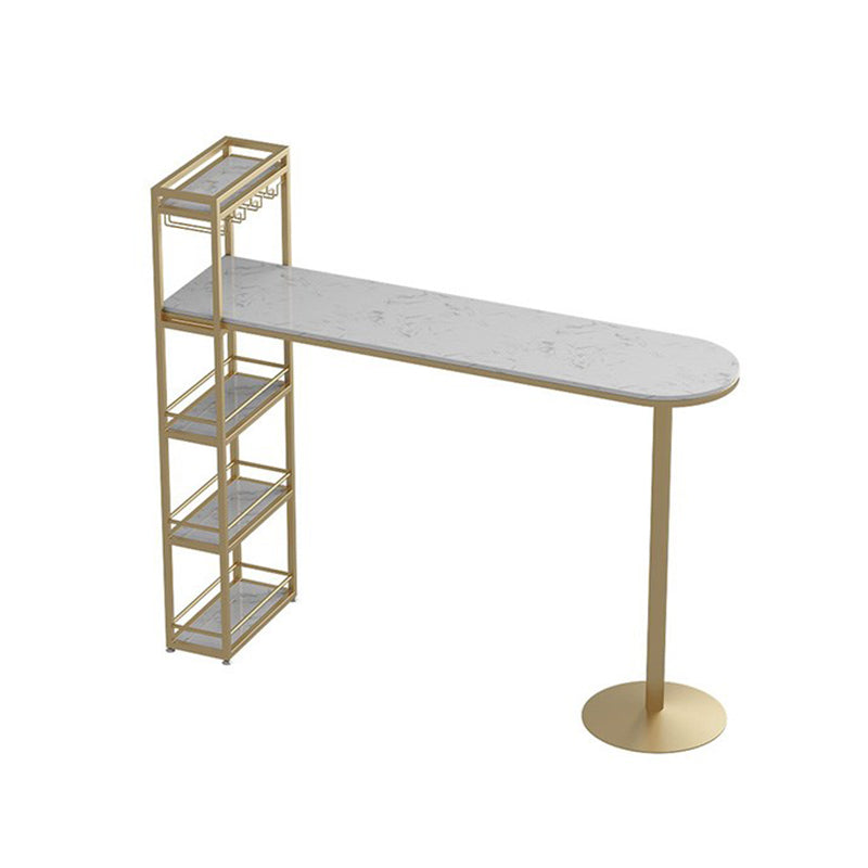 Traditional Luxury Bar Dining Table Stone Top Bar Table with Sled Base