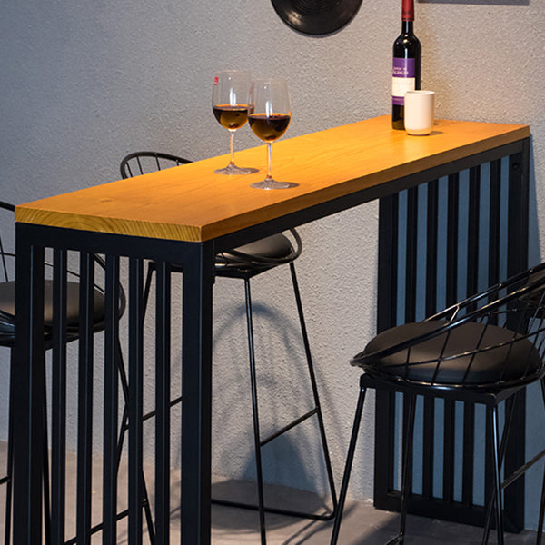 Tavolo da pranzo in legno massiccio tavolo da bar moderno con base a slitta nera