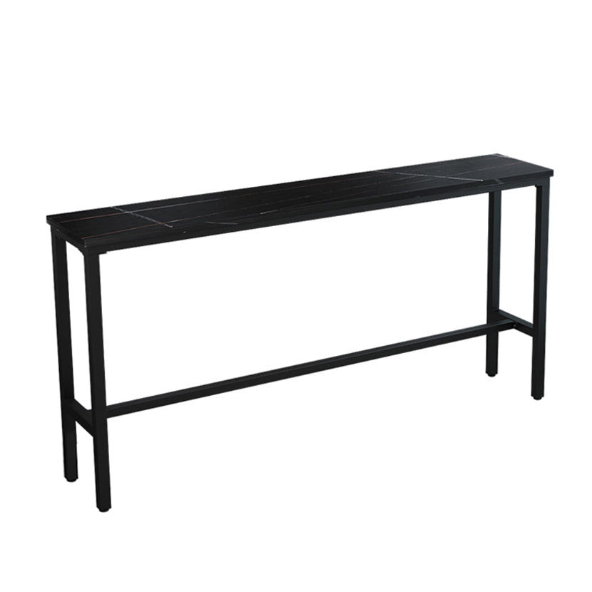 Modern Rectangle Bar Dining Table Stone Bar Table with Trestle Base Black Without Chairs Clearhalo 'Bar Furniture' 'Bar Tables' 'bar_tables' 'furn' 'furn_bar_tables' 'Furniture' 'Kitchen & Dining Furniture' 5370636