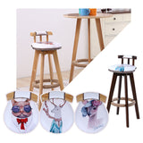 Taburete moderno de respaldo rotatable taburete de barra de madera con cojín de cuero