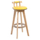 Moderner rotierbarer Rückenlehne Counterhocker Holz Café Barhocker mit Lederkissen