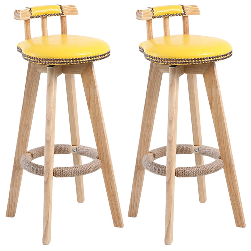 Moderner rotierbarer Rückenlehne Counterhocker Holz Café Barhocker mit Lederkissen