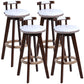 Taburete moderno de respaldo rotatable taburete de barra de madera con cojín de cuero