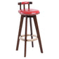 Moderner rotierbarer Rückenlehne Counterhocker Holz Café Barhocker mit Lederkissen