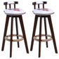 Taburete moderno de respaldo rotatable taburete de barra de madera con cojín de cuero