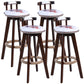 Taburete moderno de respaldo rotatable taburete de barra de madera con cojín de cuero