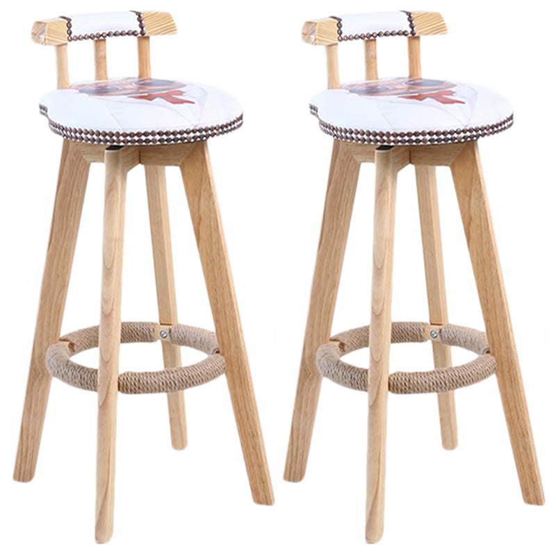 Taburete moderno de respaldo rotatable taburete de barra de madera con cojín de cuero