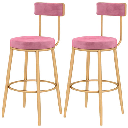 Glam Matte Finish Upholstered Bar Stools Coffee Shop Low Back Stool