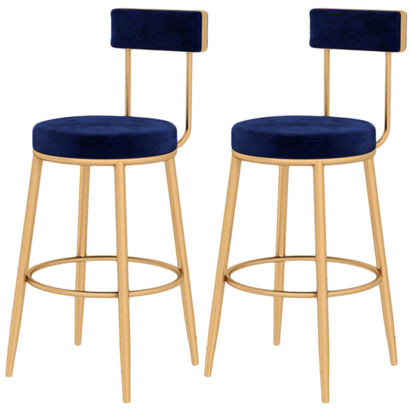 Glam Matte Finish Upholstered Bar Stools Coffee Shop Low Back Stool