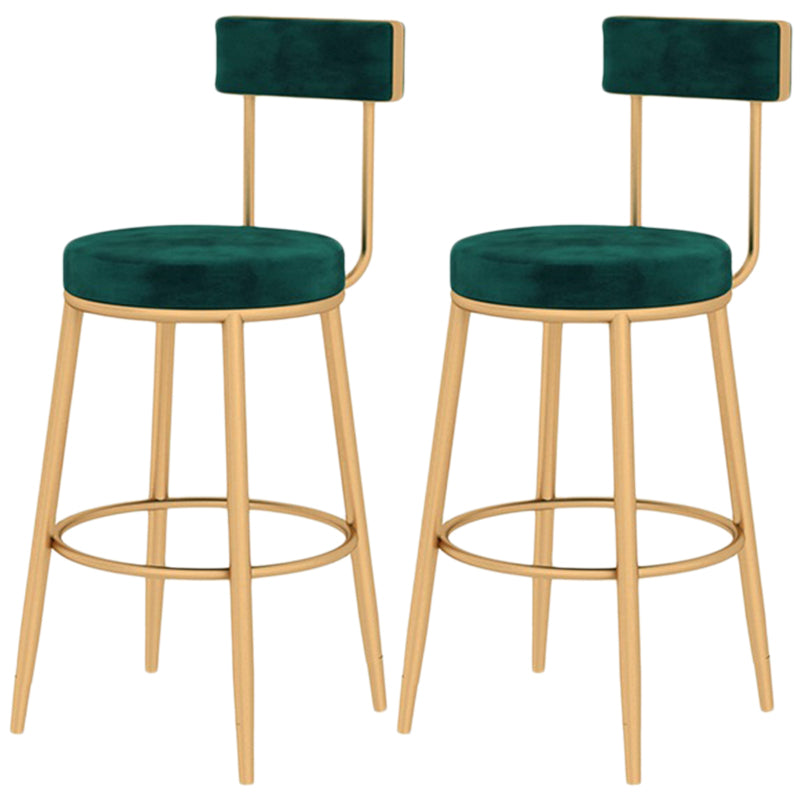 Glam Matte Finish Upholstered Bar Stools Coffee Shop Low Back Stool