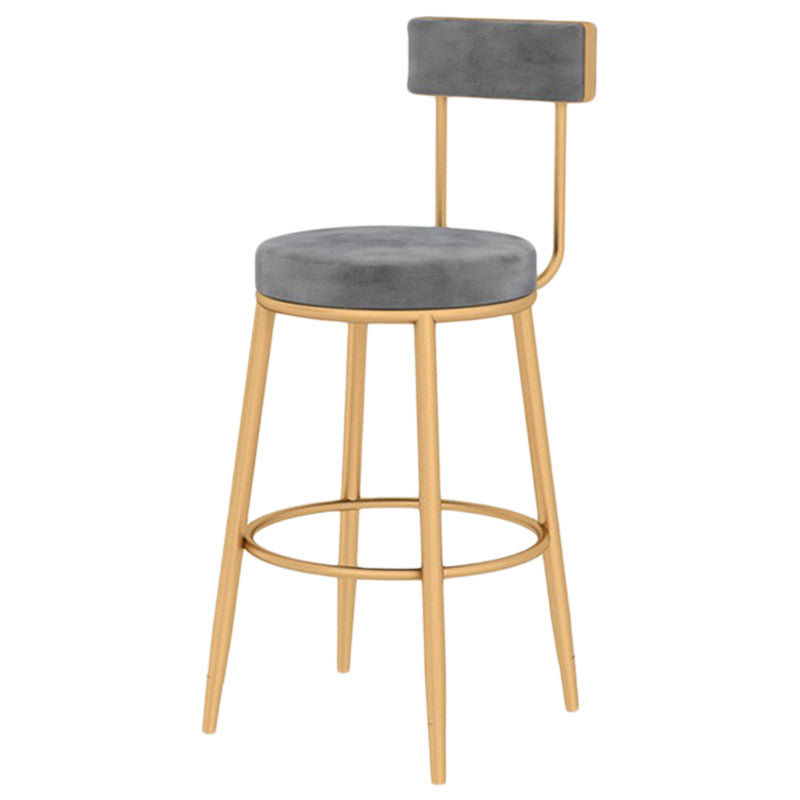 Glam Matte Finish Upholstered Bar Stools Coffee Shop Low Back Stool