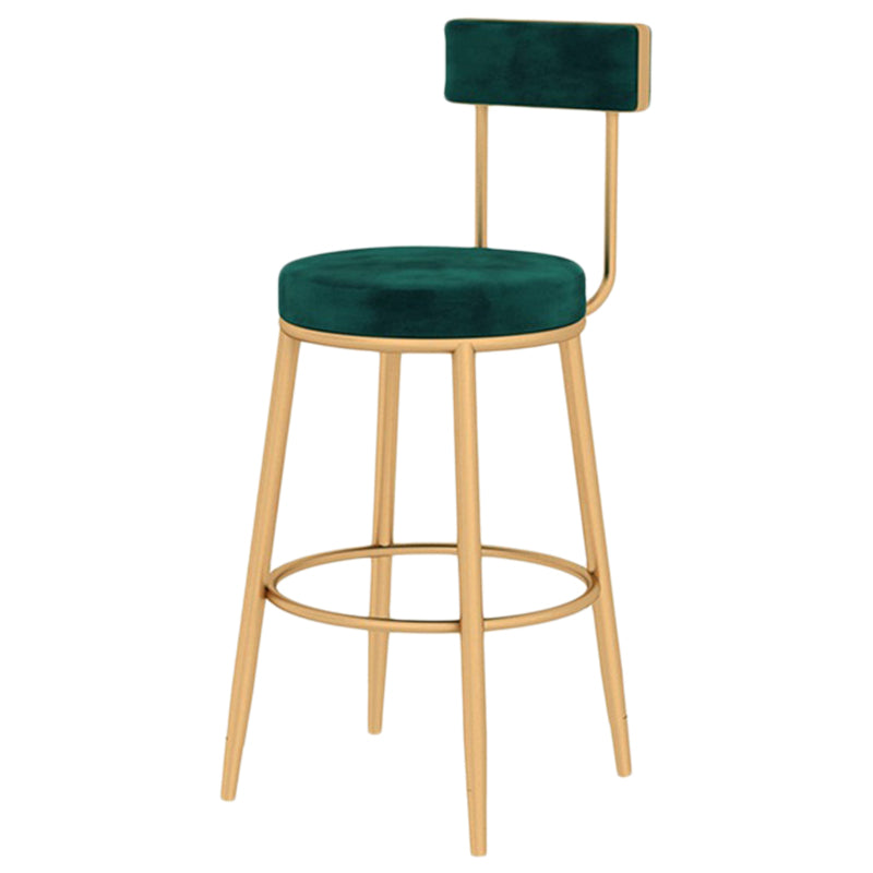Glam Matte Finish Upholstered Bar Stools Coffee Shop Low Back Stool
