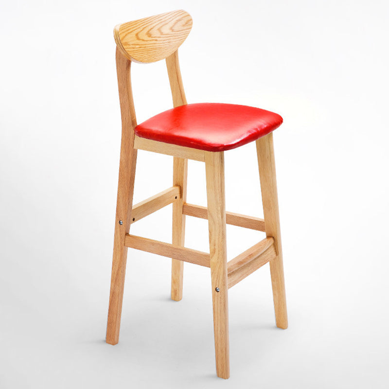Scandinavian Coffee Shop Armless Stool Matte Finish Upholstered Bar Stools Red Natural 1 Piece Clearhalo 'Bar Furniture' 'Bar Stools' 'bar_stools' 'furn' 'furn_bar_stools' 'Furniture' 'Kitchen & Dining Furniture' 5370964