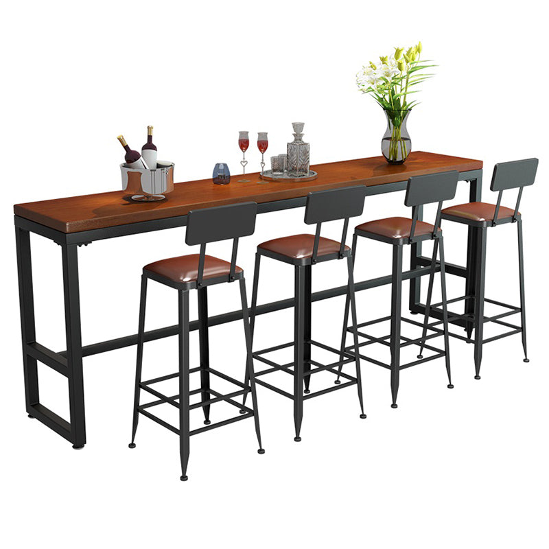 Ensemble de Table de Bar industriel 1/5/9 pièces, Table de comptoir rectangulaire en bois de pin avec tabourets hauts