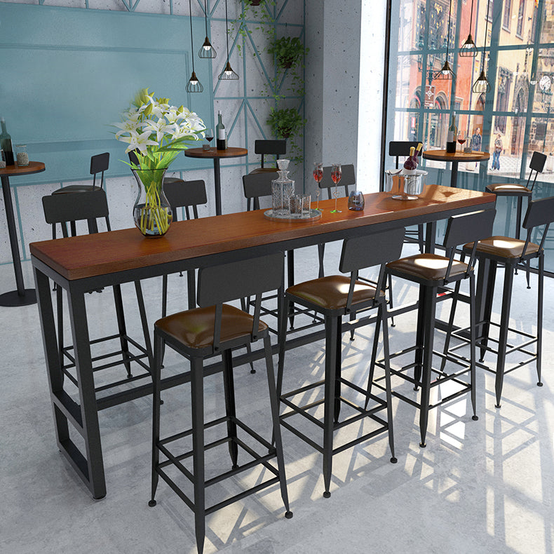 Ensemble de Table de Bar industriel 1/5/9 pièces, Table de comptoir rectangulaire en bois de pin avec tabourets hauts