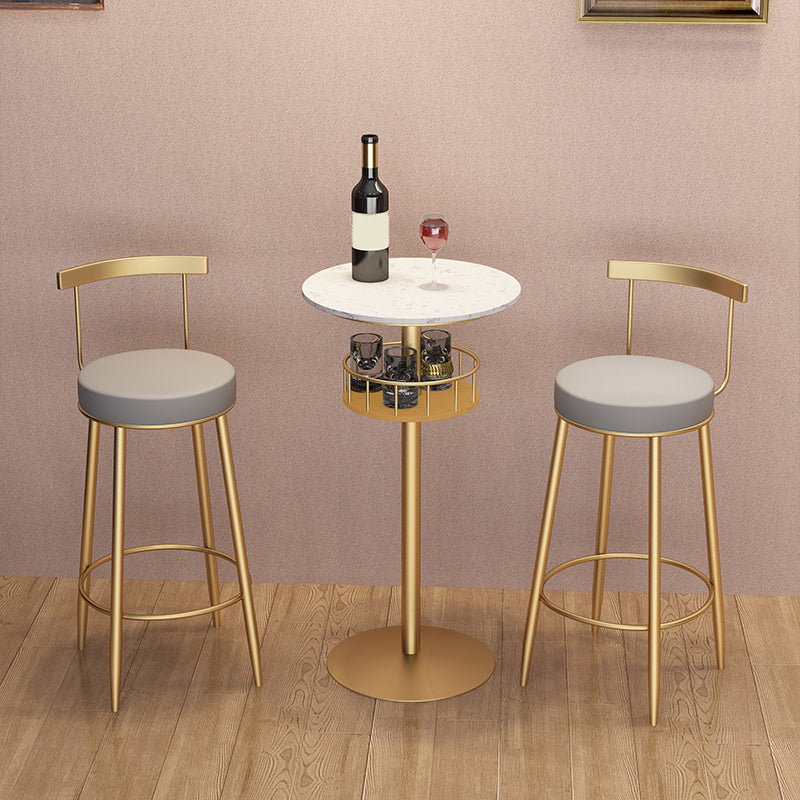 1/3 pièces Glam Iron Bar Table Set Rangement Bistro Ensemble de bistrot avec faux marbre Top