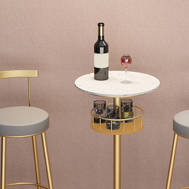 1/3 pièces Glam Iron Bar Table Set Rangement Bistro Ensemble de bistrot avec faux marbre Top