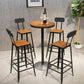 Industrial Circular Solid Wood Bar Table Set 1/2/3/5 Pieces Counter Table with High Stools 5 Pieces: Table, 4 Brown Chairs Clearhalo 'Bar Furniture' 'furn' 'furn_home_bar_bar_sets' 'Furniture' 'Home Bars & Bar Sets' 'home_bar_bar_sets' 'Kitchen & Dining Furniture' 5371393