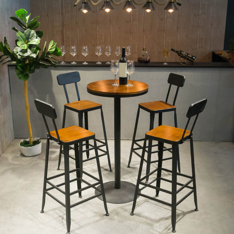 Industrial Circular Solid Wood Bar Table Set 1/2/3/5 Pieces Counter Table with High Stools Clearhalo 'Bar Furniture' 'furn' 'furn_home_bar_bar_sets' 'Furniture' 'Home Bars & Bar Sets' 'home_bar_bar_sets' 'Kitchen & Dining Furniture' 5371395