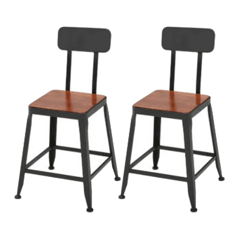 Industrial Circular Solid Wood Bar Table Set 1/2/3/5 Pieces Counter Table with High Stools Brown 18"H Stools (Set of 2) Clearhalo 'Bar Furniture' 'furn' 'furn_home_bar_bar_sets' 'Furniture' 'Home Bars & Bar Sets' 'home_bar_bar_sets' 'Kitchen & Dining Furniture' 5371396