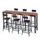 Recangle industriel Table de table en bois massif en bois massif 1/7/9 Pièces Table de comptoir avec selles