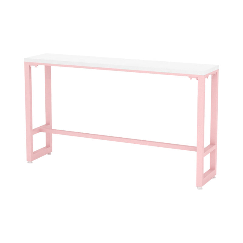 Modern 1/5 Pieces Bar Table Set Rectangle Stone Counter Table with High Stools White 118"L x 16"W Clearhalo 'Bar Furniture' 'furn' 'furn_home_bar_bar_sets' 'Furniture' 'Home Bars & Bar Sets' 'home_bar_bar_sets' 'Kitchen & Dining Furniture' 5371483