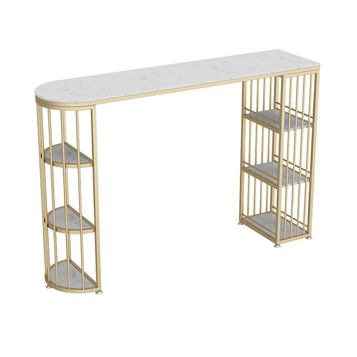 1/2/3 Pieces Glam Iron Bar Table Set White Faux Marble Top Bistro Set with Shelf Clearhalo 'Bar Furniture' 'furn' 'furn_home_bar_bar_sets' 'Furniture' 'Home Bars & Bar Sets' 'home_bar_bar_sets' 'Kitchen & Dining Furniture' 5371512