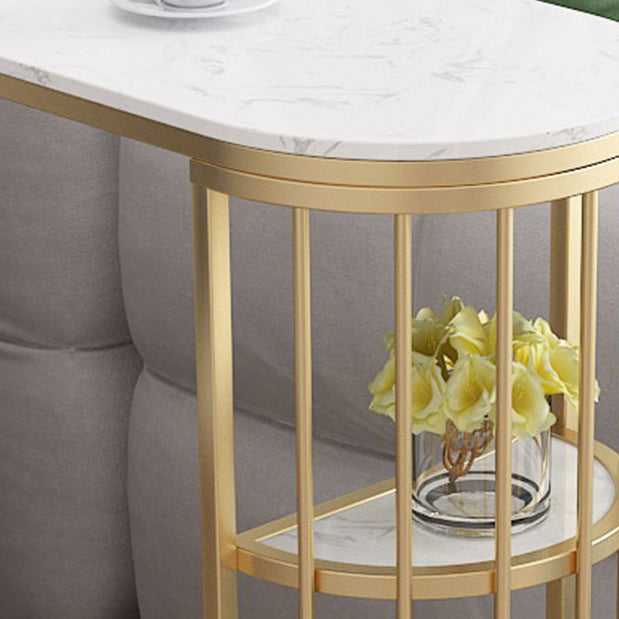 1/2/3 Pieces Glam Iron Bar Table Set White Faux Marble Top Bistro Set with Shelf Clearhalo 'Bar Furniture' 'furn' 'furn_home_bar_bar_sets' 'Furniture' 'Home Bars & Bar Sets' 'home_bar_bar_sets' 'Kitchen & Dining Furniture' 5371514