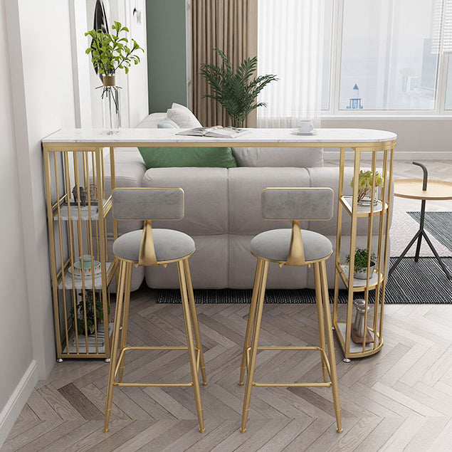 1/2/3 Pieces Glam Iron Bar Table Set White Faux Marble Top Bistro Set with Shelf Clearhalo 'Bar Furniture' 'furn' 'furn_home_bar_bar_sets' 'Furniture' 'Home Bars & Bar Sets' 'home_bar_bar_sets' 'Kitchen & Dining Furniture' 5371518