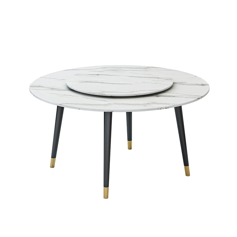Glam Iron Dinette Set 1/4/5/6/7 Pieces Round White Sintered Stone Top Dining Table Set Clearhalo 'Dining Room Sets' 'Dining Tables & Seating' 'dining_room_set' 'furn' 'furn_dining_room_set' 'Furniture' 'Kitchen & Dining Furniture' 5371579