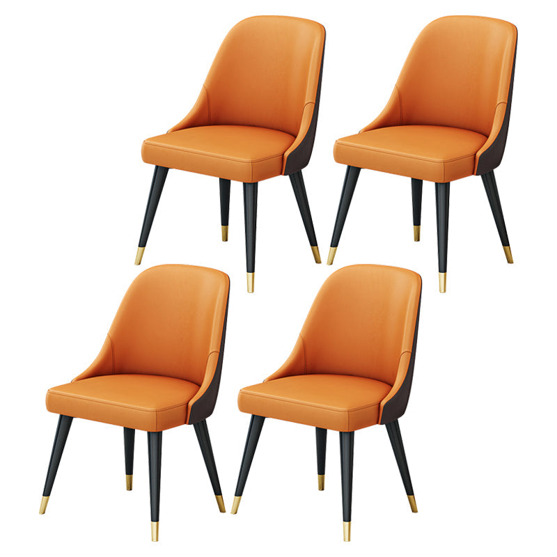 Glam Iron Dinette Set 1/4/5/6/7 Pieces Round White Sintered Stone Top Dining Table Set 4 Orange Chairs Clearhalo 'Dining Room Sets' 'Dining Tables & Seating' 'dining_room_set' 'furn' 'furn_dining_room_set' 'Furniture' 'Kitchen & Dining Furniture' 5371583
