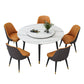 Glam Iron Dinette Set 1/4/5/6/7 Pieces Round White Sintered Stone Top Dining Table Set Clearhalo 'Dining Room Sets' 'Dining Tables & Seating' 'dining_room_set' 'furn' 'furn_dining_room_set' 'Furniture' 'Kitchen & Dining Furniture' 5371586