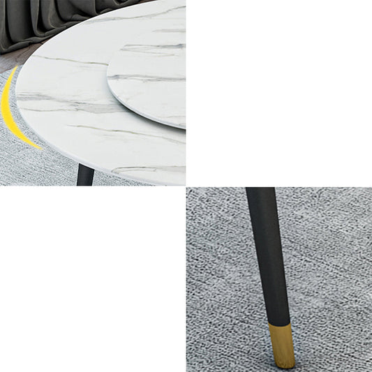 Glam Iron Dinette Set 1/4/5/6/7 Pieces Round White Sintered Stone Top Dining Table Set Clearhalo 'Dining Room Sets' 'Dining Tables & Seating' 'dining_room_set' 'furn' 'furn_dining_room_set' 'Furniture' 'Kitchen & Dining Furniture' 5371588