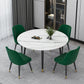Glam Iron Dinette Set 1/4/5/6/7 Pieces Round White Sintered Stone Top Dining Table Set 5 Pieces: Table, 4 Green Chairs Clearhalo 'Dining Room Sets' 'Dining Tables & Seating' 'dining_room_set' 'furn' 'furn_dining_room_set' 'Furniture' 'Kitchen & Dining Furniture' 5371592