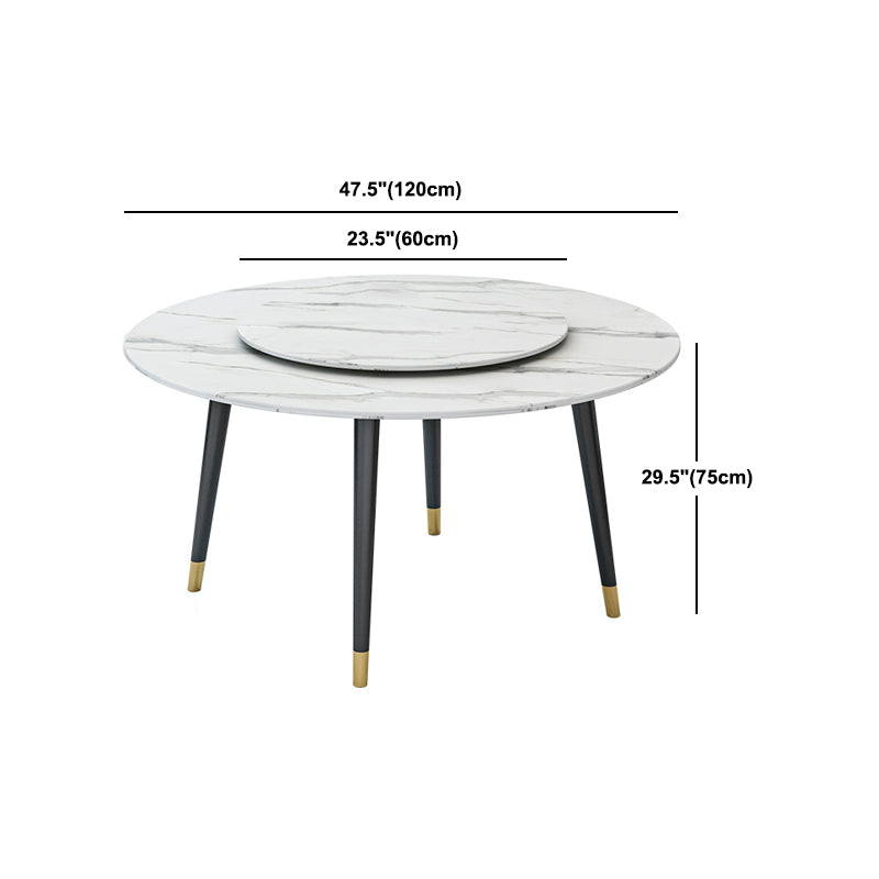 Glam Iron Dinette Set 1/4/5/6/7 Pieces Round White Sintered Stone Top Dining Table Set Clearhalo 'Dining Room Sets' 'Dining Tables & Seating' 'dining_room_set' 'furn' 'furn_dining_room_set' 'Furniture' 'Kitchen & Dining Furniture' 5371597