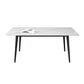 Designer Style White Dining Table Set 1/4/5/7 Pieces Stone and Metal Dinette Set White 71"L x 35"W Clearhalo 'Dining Room Sets' 'Dining Tables & Seating' 'dining_room_set' 'furn' 'furn_dining_room_set' 'Furniture' 'Kitchen & Dining Furniture' 5371601