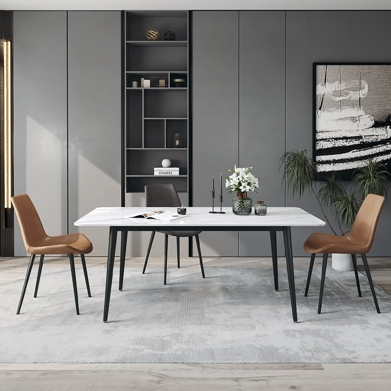 Designer Style White Dining Table Set 1/4/5/7 Pieces Stone and Metal Dinette Set Clearhalo 'Dining Room Sets' 'Dining Tables & Seating' 'dining_room_set' 'furn' 'furn_dining_room_set' 'Furniture' 'Kitchen & Dining Furniture' 5371603