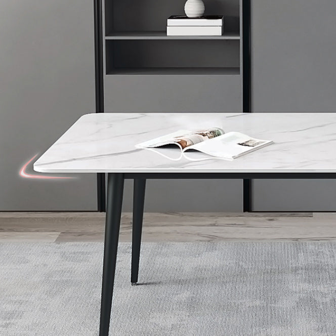 Designer Style White Dining Table Set 1/4/5/7 Pieces Stone and Metal Dinette Set Clearhalo 'Dining Room Sets' 'Dining Tables & Seating' 'dining_room_set' 'furn' 'furn_dining_room_set' 'Furniture' 'Kitchen & Dining Furniture' 5371608