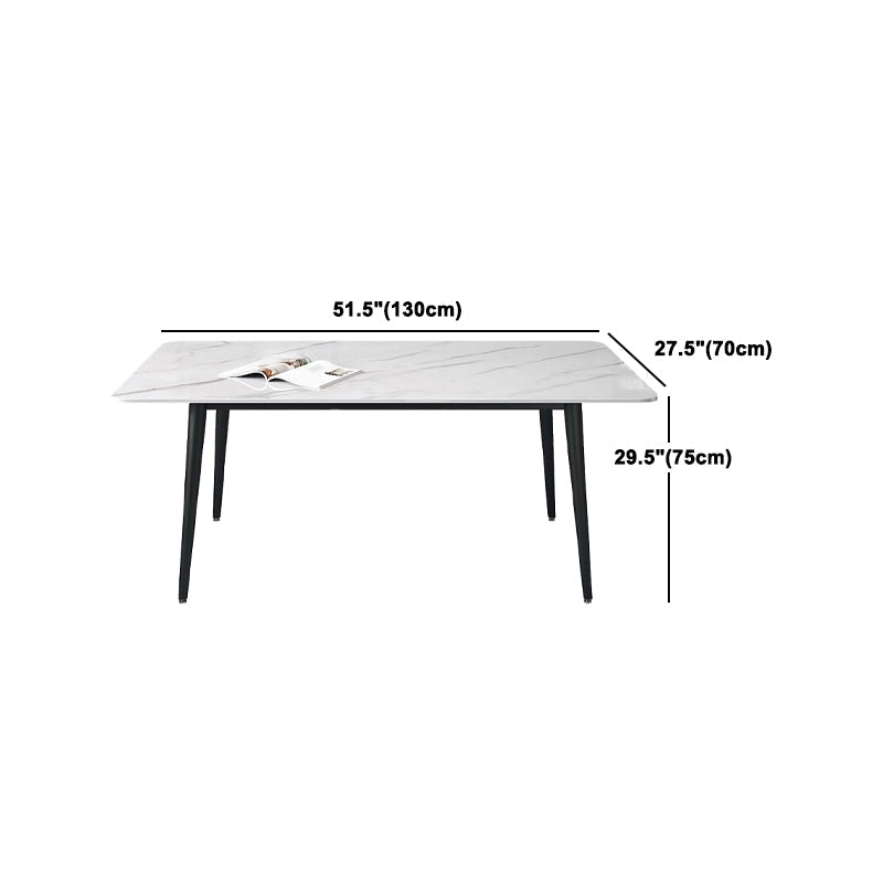 Designer Style White Dining Table Set 1/4/5/7 Pieces Stone and Metal Dinette Set Clearhalo 'Dining Room Sets' 'Dining Tables & Seating' 'dining_room_set' 'furn' 'furn_dining_room_set' 'Furniture' 'Kitchen & Dining Furniture' 5371613