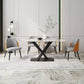 Designer Rectangle Dining Table Set 1/4/5/6/7 Pieces Gold Stone Top Dinette Set 5 Pieces: Table, 4 Chairs Clearhalo 'Dining Room Sets' 'Dining Tables & Seating' 'dining_room_set' 'furn' 'furn_dining_room_set' 'Furniture' 'Kitchen & Dining Furniture' 5371623