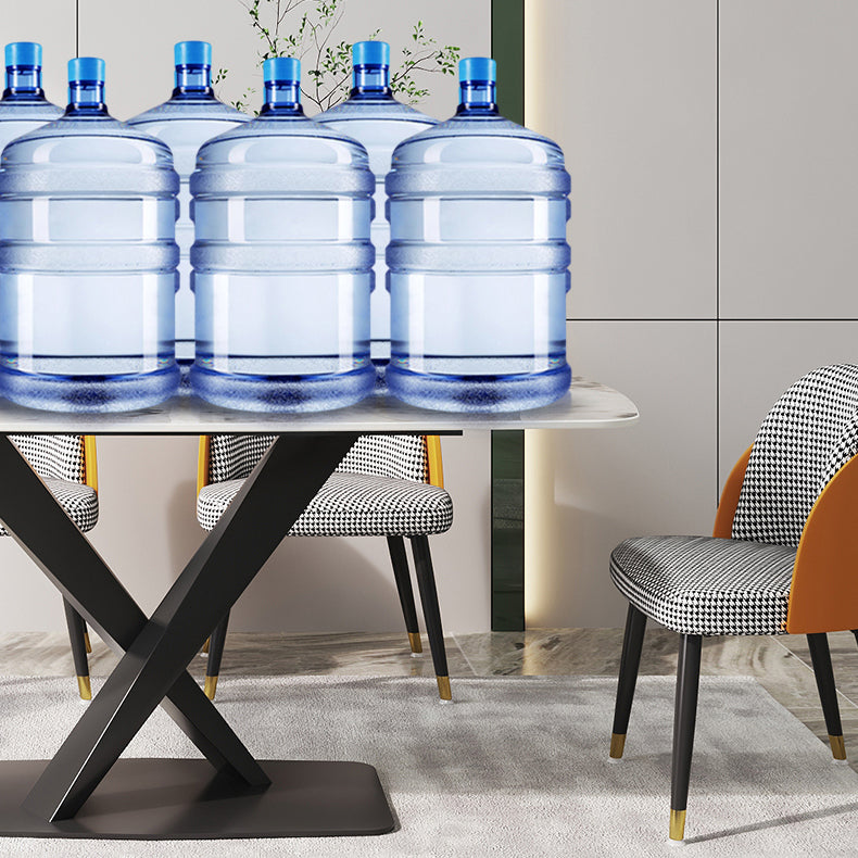 Designer Rectangle Dining Table Set 1/4/5/6/7 Pieces Gold Stone Top Dinette Set Clearhalo 'Dining Room Sets' 'Dining Tables & Seating' 'dining_room_set' 'furn' 'furn_dining_room_set' 'Furniture' 'Kitchen & Dining Furniture' 5371628