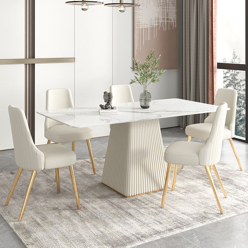 Nordic 1/5/6/7 Pieces Dining Set Rectangle Stone Dining Table for Dining Room 6 Pieces: Table, 5 Chairs Clearhalo 'Dining Room Sets' 'Dining Tables & Seating' 'dining_room_set' 'furn' 'furn_dining_room_set' 'Furniture' 'Kitchen & Dining Furniture' 5371651
