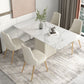 Nordic 1/5/6/7 Pieces Dining Set Rectangle Stone Dining Table for Dining Room 5 Pieces: Table, 4 Beige Chairs Clearhalo 'Dining Room Sets' 'Dining Tables & Seating' 'dining_room_set' 'furn' 'furn_dining_room_set' 'Furniture' 'Kitchen & Dining Furniture' 5371655