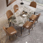 Rectangle Dining Table Set 1/2/5/7 Pieces Modern Indoor Dinette Set in Grey 7 Pieces: Table, 6 Brown Chairs Clearhalo 'Dining Room Sets' 'Dining Tables & Seating' 'dining_room_set' 'furn' 'furn_dining_room_set' 'Furniture' 'Kitchen & Dining Furniture' 5371686