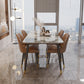 Rectangle Dining Table Set 1/2/5/7 Pieces Modern Indoor Dinette Set in Grey 5 Pieces: Table, 4 Brown Chairs Clearhalo 'Dining Room Sets' 'Dining Tables & Seating' 'dining_room_set' 'furn' 'furn_dining_room_set' 'Furniture' 'Kitchen & Dining Furniture' 5371688