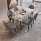Rectangle Dining Table Set 1/2/5/7 Pieces Modern Indoor Dinette Set in Grey 7 Pieces: Table, 6 Grey Chairs Clearhalo 'Dining Room Sets' 'Dining Tables & Seating' 'dining_room_set' 'furn' 'furn_dining_room_set' 'Furniture' 'Kitchen & Dining Furniture' 5371692