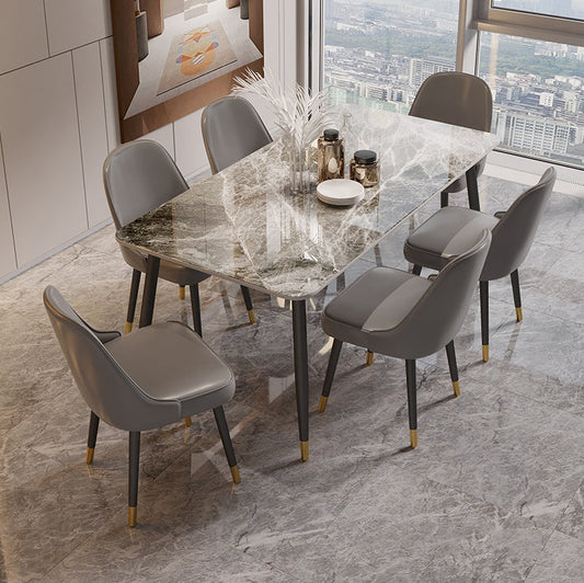 Rectangle Dining Table Set 1/2/5/7 Pieces Modern Indoor Dinette Set in Grey Clearhalo 'Dining Room Sets' 'Dining Tables & Seating' 'dining_room_set' 'furn' 'furn_dining_room_set' 'Furniture' 'Kitchen & Dining Furniture' 5371701