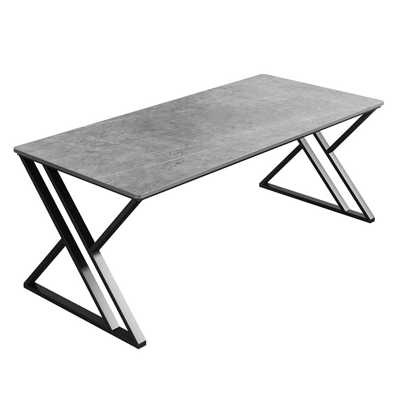 Modern Stone Top Dinette Set 1/2 Pieces Rectangle Dining Table Set in Grey Clearhalo 'Dining Room Sets' 'Dining Tables & Seating' 'dining_room_set' 'furn' 'furn_dining_room_set' 'Furniture' 'Kitchen & Dining Furniture' 5371747