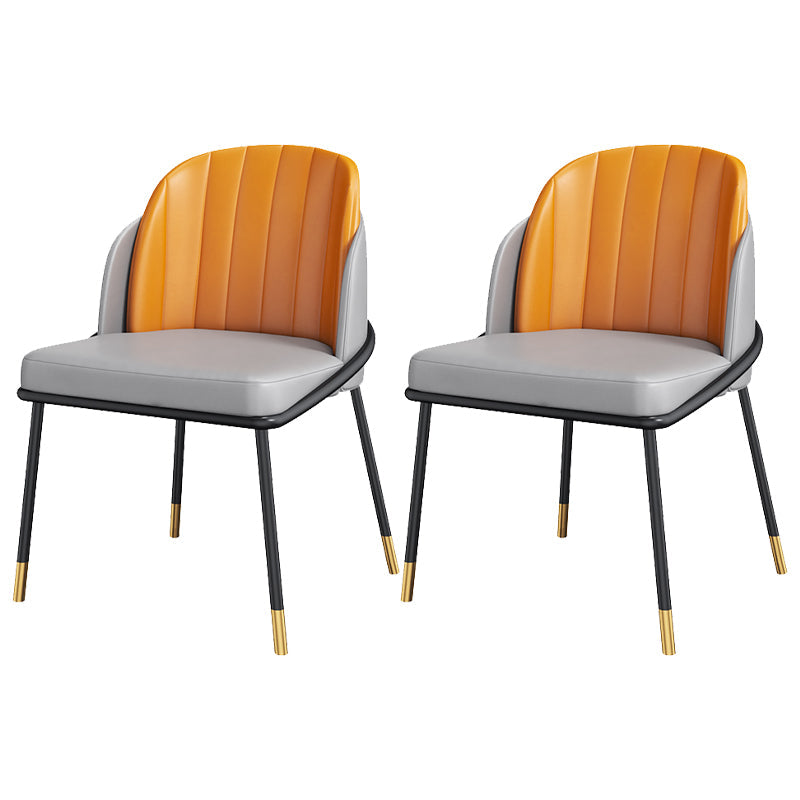 Modern Stone Top Dinette Set 1/2 Pieces Rectangle Dining Table Set in Grey 2 Orange Chairs Clearhalo 'Dining Room Sets' 'Dining Tables & Seating' 'dining_room_set' 'furn' 'furn_dining_room_set' 'Furniture' 'Kitchen & Dining Furniture' 5371748