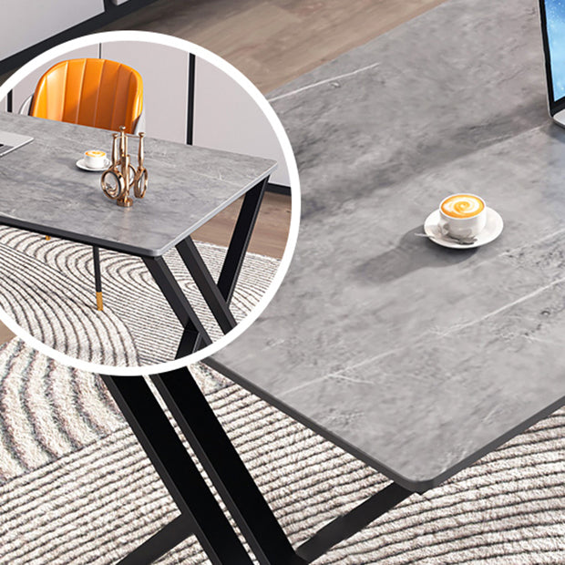 Modern Stone Top Dinette Set 1/2 Pieces Rectangle Dining Table Set in Grey Clearhalo 'Dining Room Sets' 'Dining Tables & Seating' 'dining_room_set' 'furn' 'furn_dining_room_set' 'Furniture' 'Kitchen & Dining Furniture' 5371754